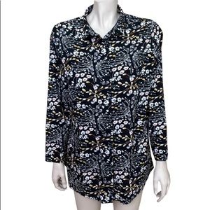 Tulip Clothing Black‎ Floral Button Up Blouse